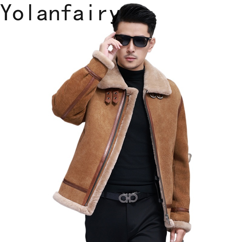 Men'S Fashion Leather Jacket - YOLANFAIRY High Quality Real Sheepskin Leather