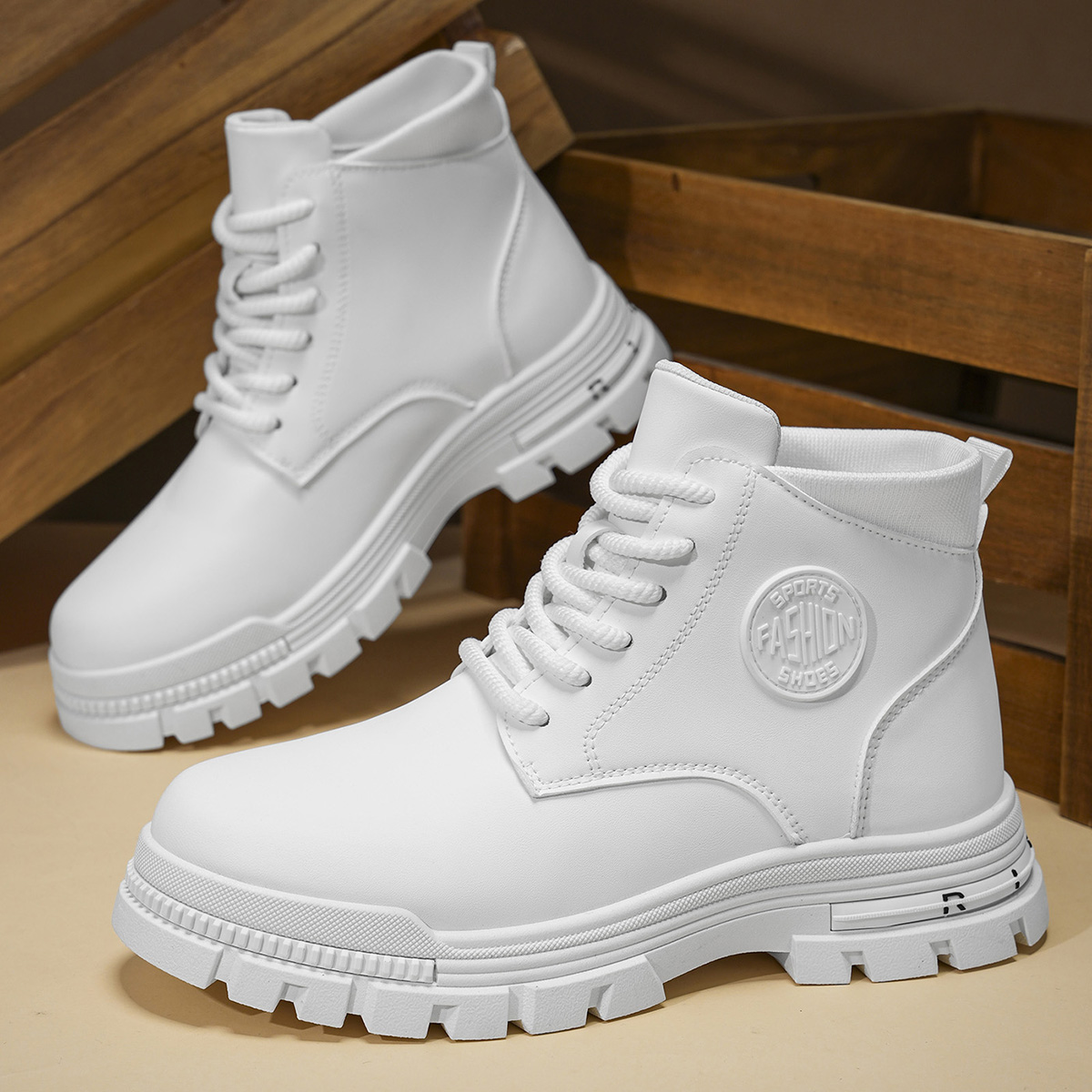 Fashion Men'S Boots - Men's Fashionable All-Season White Motorcycle Boots