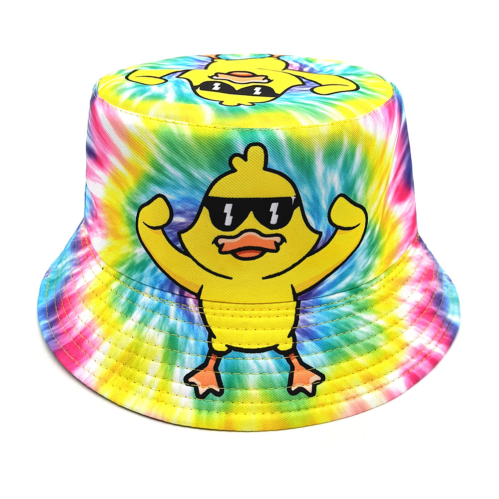 Mens Fashion Bucket Hat - Funny Cartoon Duck Print Bucket Hat