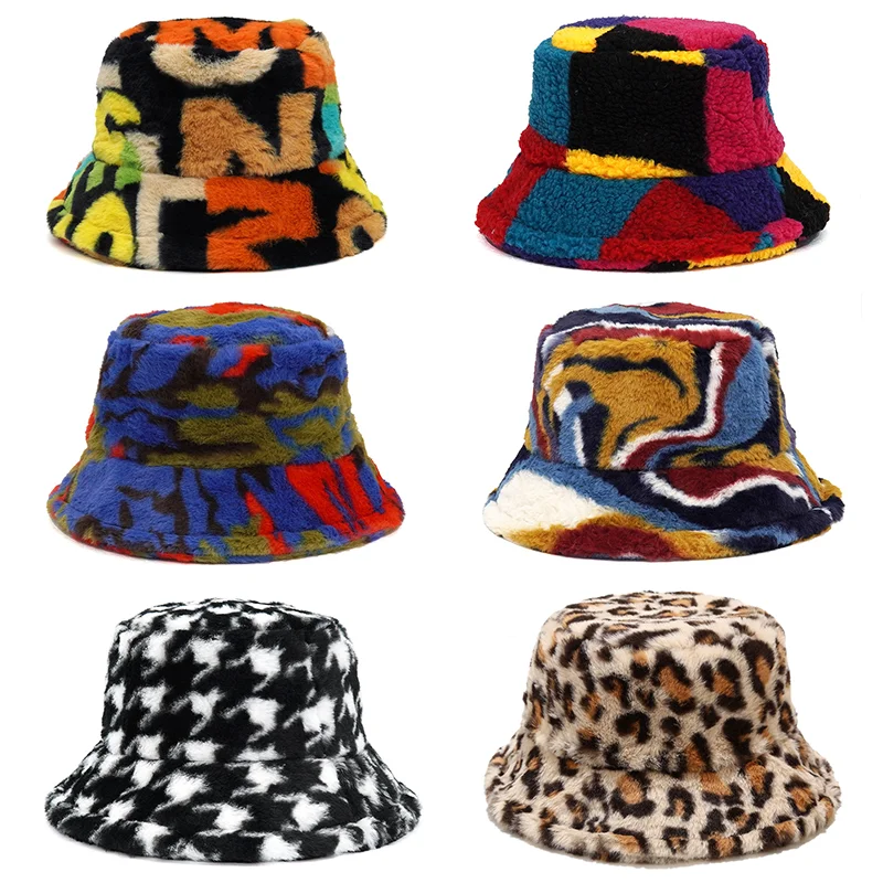 Mens Fashion Bucket Hat - 2024New Winter Bucket-Hats Fluffy Fur Men