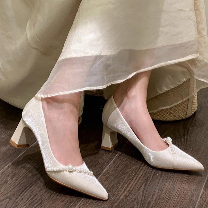 Mens Fashion Dress Shoes - Elegant Pearl Embellished Pointed Toe Block