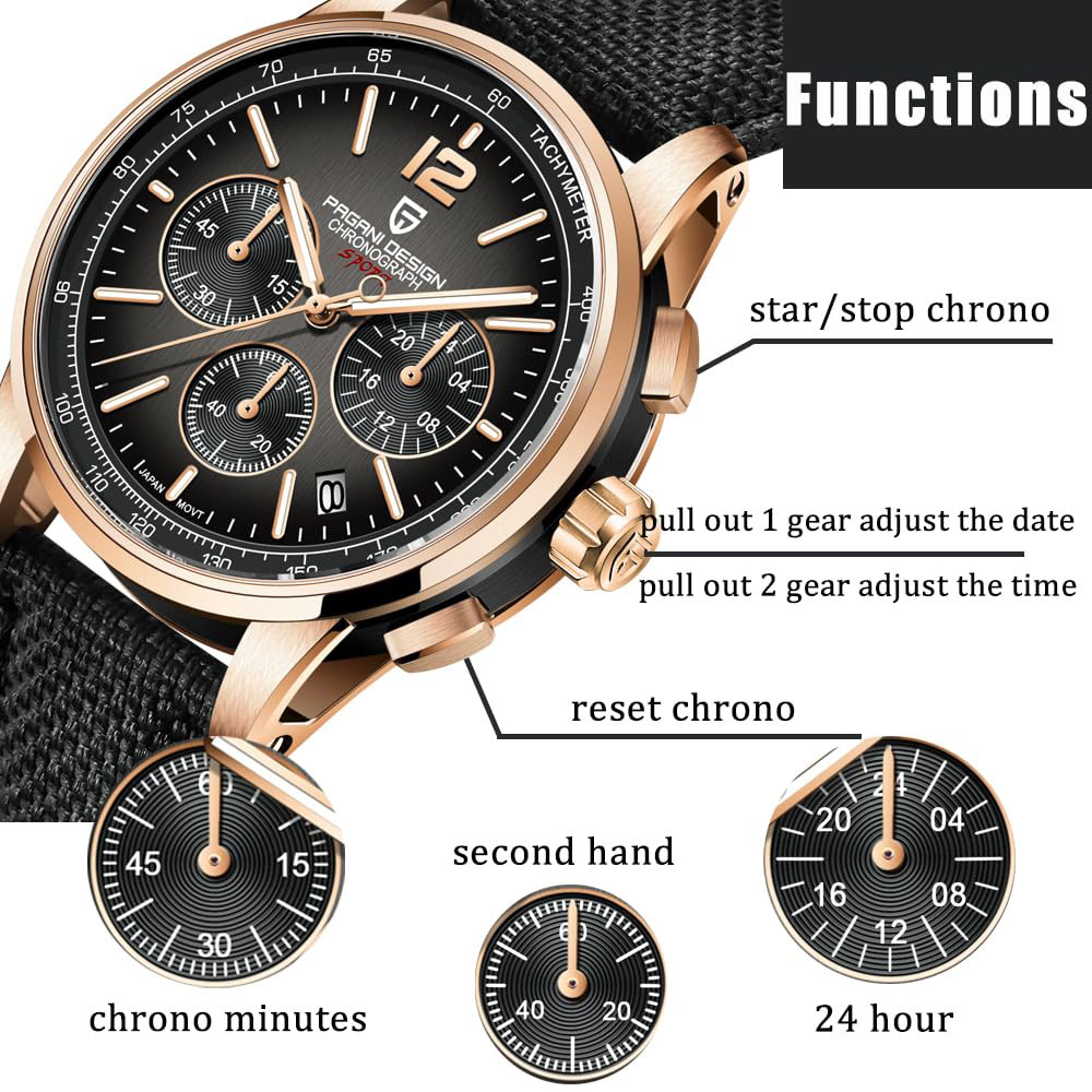 Mens Fashion Watch - PAGANI DESIGN New Mens Watch 41mm