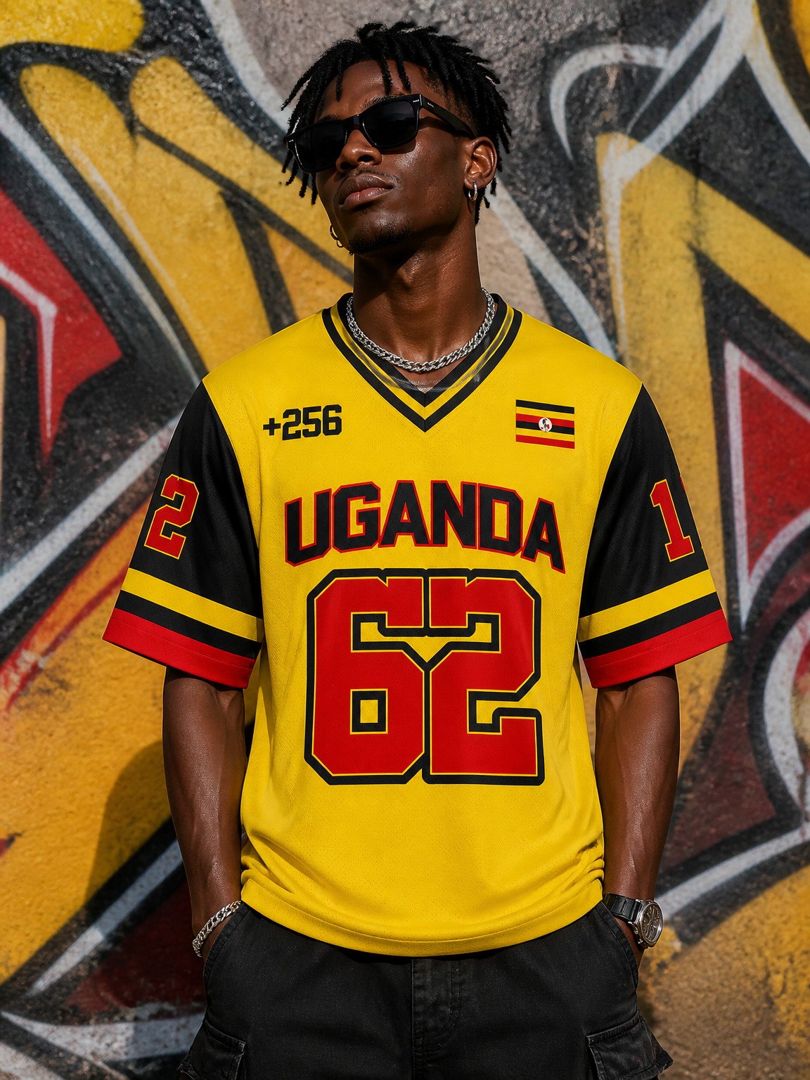 Men Fashion Uganda - Uganda Satin V-Neck T-Shirt, Men's Ethnic