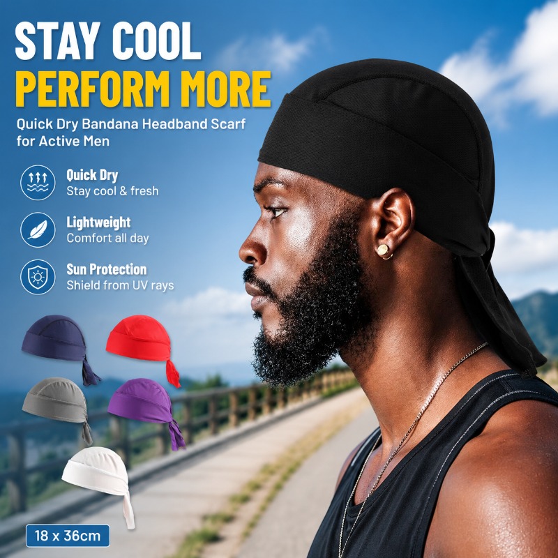 Men'S Fashion With Hat - Quick Dry Polyester Bandana Headband Scarf