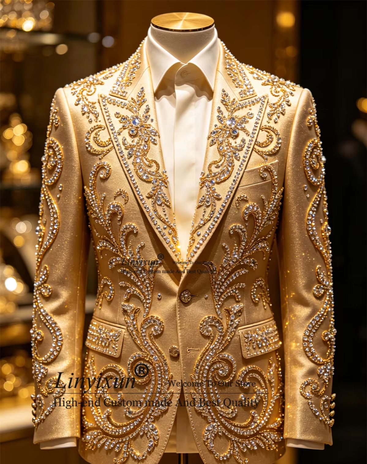 Mens Fashion Trajes - High End Stons Crystal Men Suits