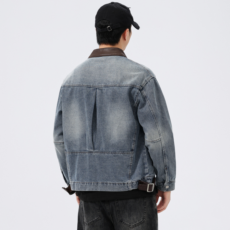 Stand Leather Collar Denim Jac - Men'S Fashion Leather Jacket recension och pris