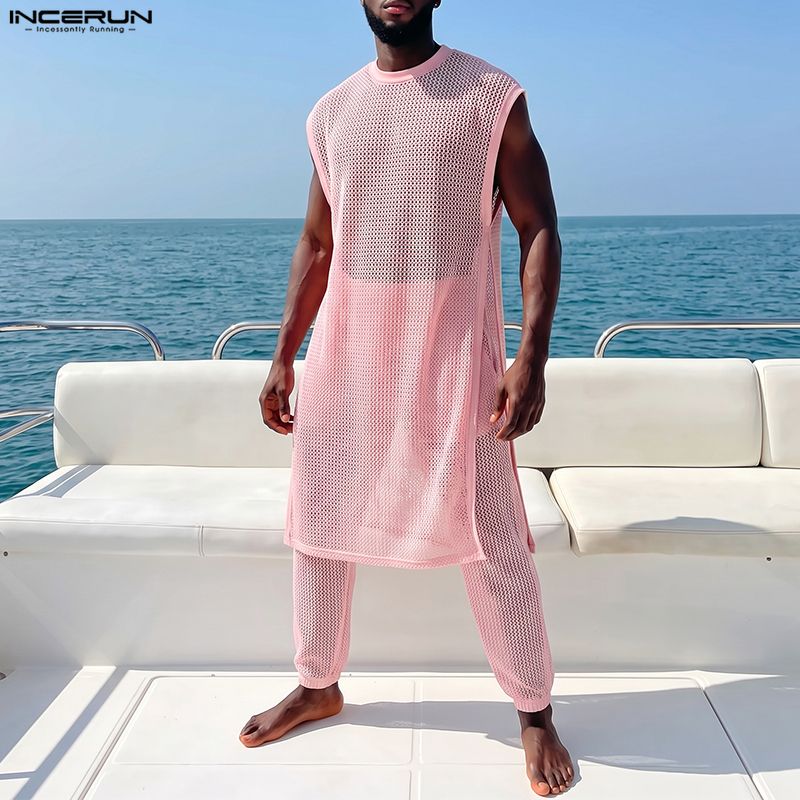INCERUN Men Sets Mesh See Thro - Men'S Fashion recension och pris