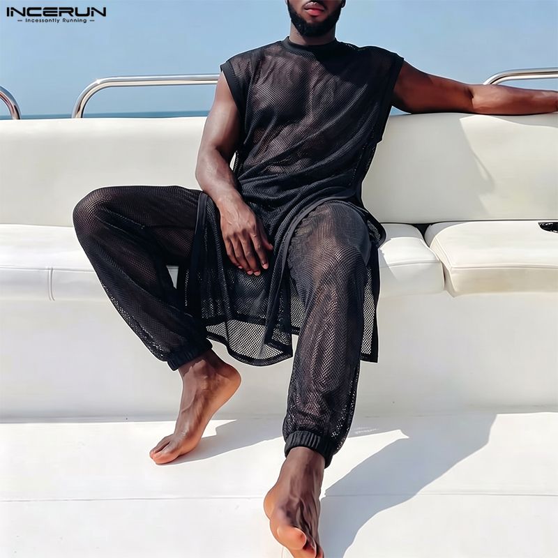 INCERUN Men Sets Mesh See Thro - Men'S Fashion recension och pris