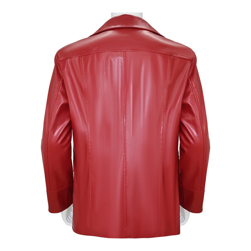 Men Red Leather Jacket Fight C - Men'S Fashion Leather Jacket recension och pris