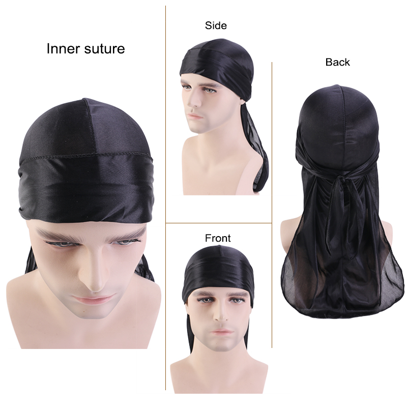 3PCS/LOT Long Durag Silk Satin - Men'S Fashion With Hat recension och pris