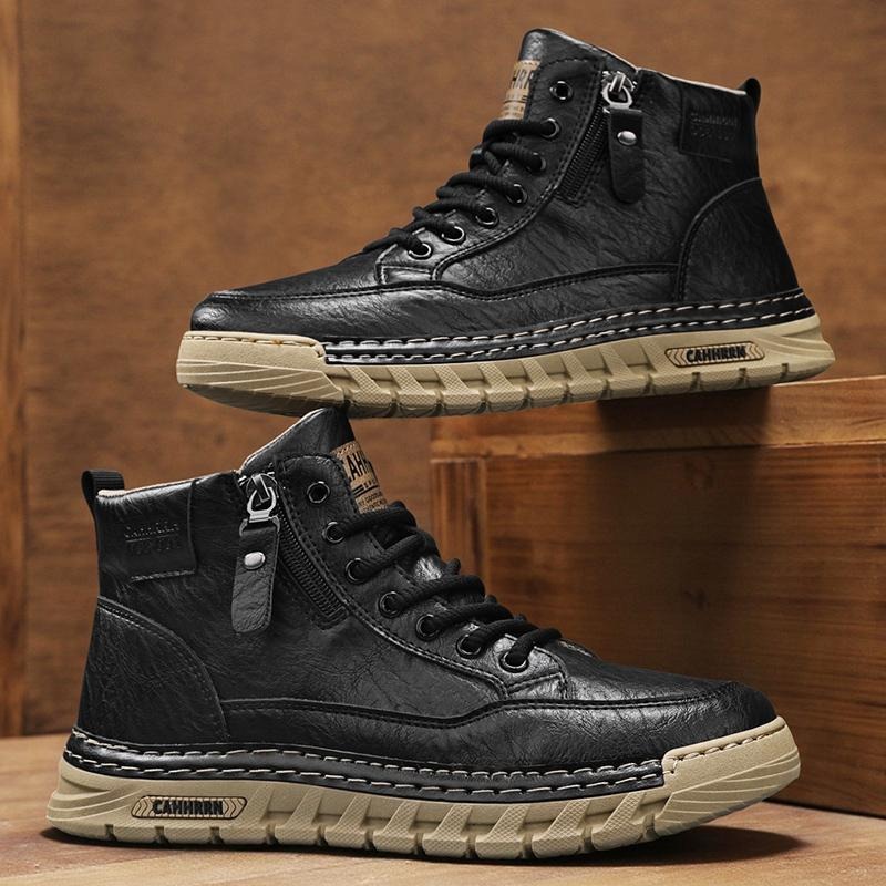 Men Leather High Top Ankle Boo - Fashion Men'S Boots recension och pris