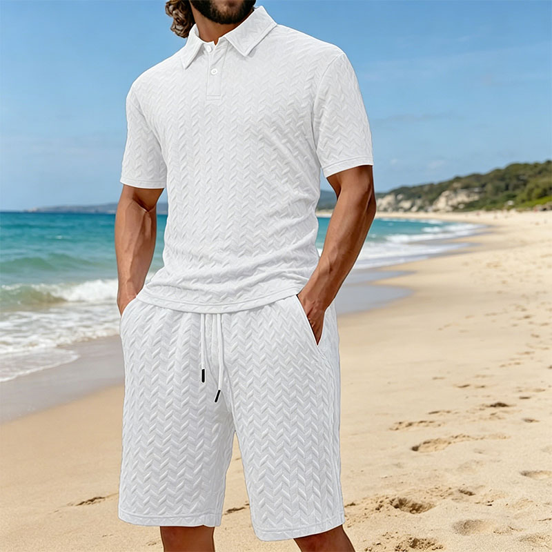 Men's summer lapel jacquard th - Men'S Fashion Polo Shirt recension och pris