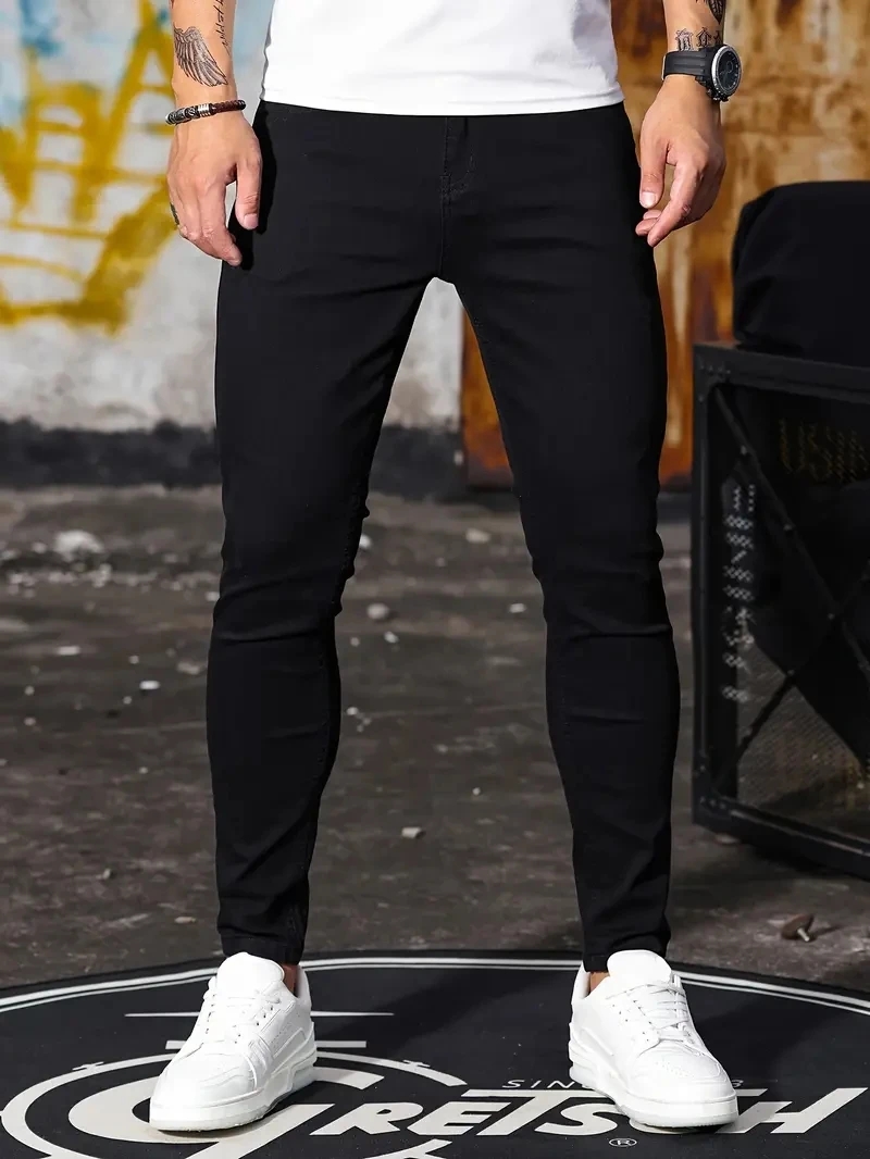 Men Jeans Skyblue Black Zipper - Skinny Jeans Ripped recension och pris