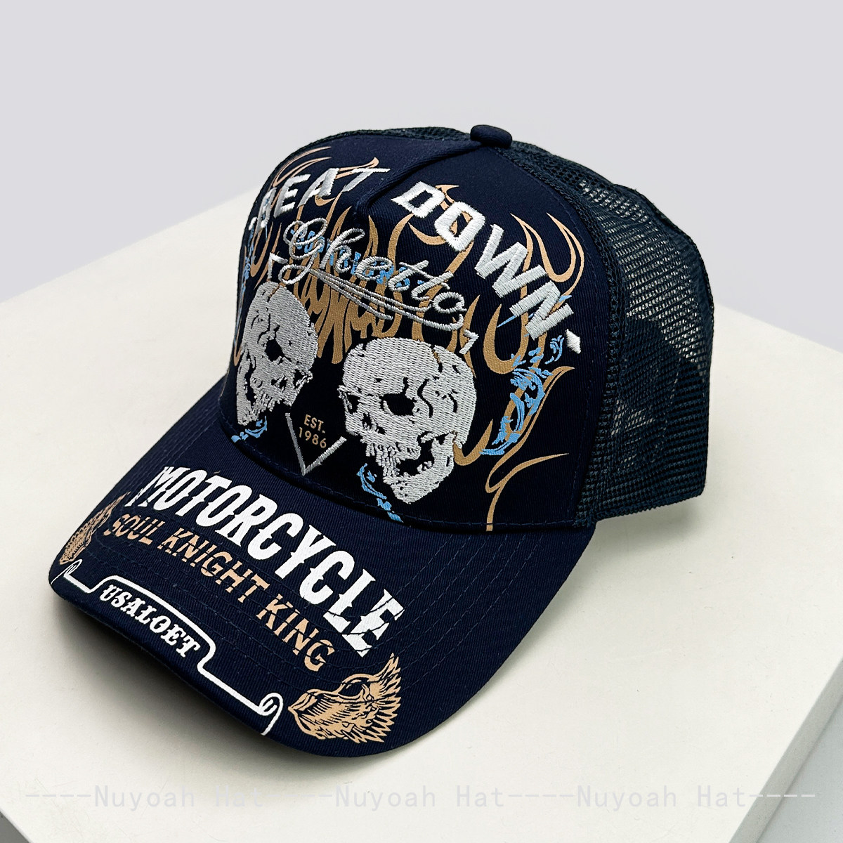 Skull Flame Embroidery Hard To - Trucker Hat Cap recension och pris