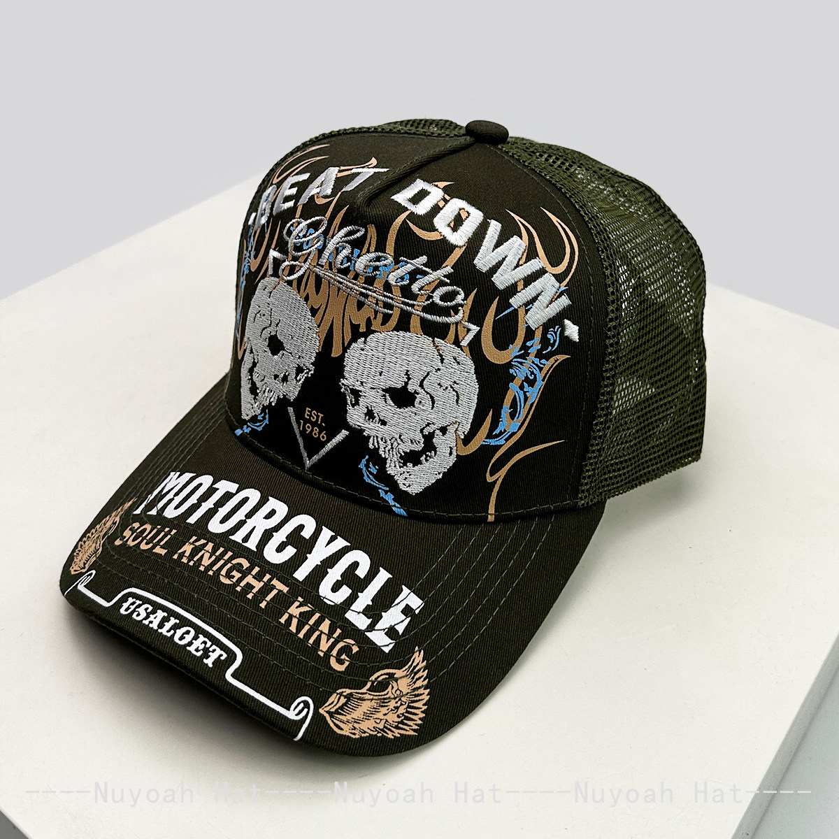 Skull Flame Embroidery Hard To - Trucker Hat Cap recension och pris