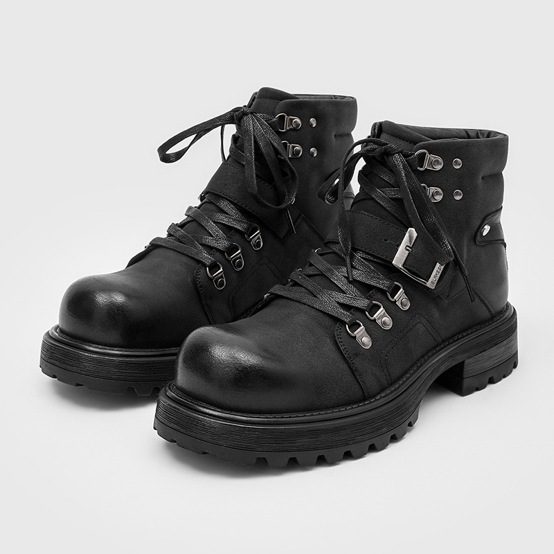 Brand Men Leather Boots Motorc - Men'S Fashion Brand recension och pris