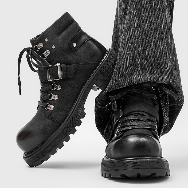 Brand Men Leather Boots Motorc - Men'S Fashion Brand recension och pris