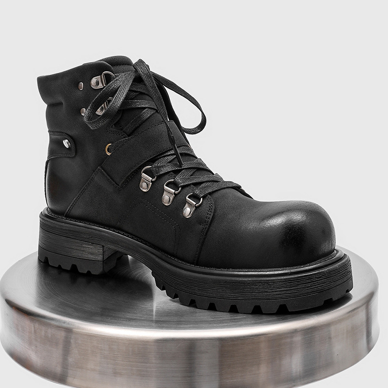 Brand Men Leather Boots Motorc - Men'S Fashion Brand recension och pris