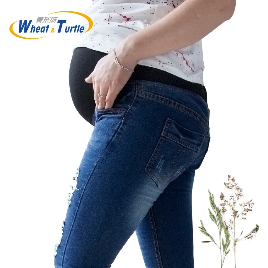 Hot Sale Cotton Denim Maternit - Skinny Jeans Ripped recension och pris