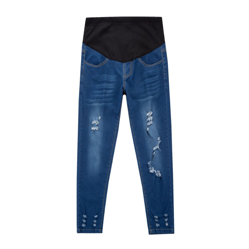 Hot Sale Cotton Denim Maternit - Skinny Jeans Ripped recension och pris