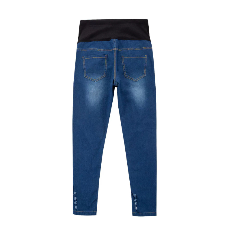 Hot Sale Cotton Denim Maternit - Skinny Jeans Ripped recension och pris