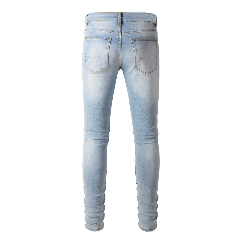 Men Black Pleated Patch Biker  - Skinny Jeans Ripped recension och pris